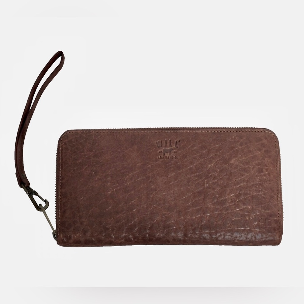 Will Leather Goods Brown Wristlet Clutch